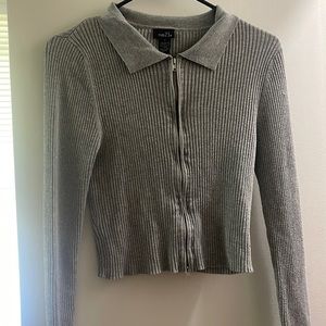 Grey Zip Up Crop Sweater, rue 21 L